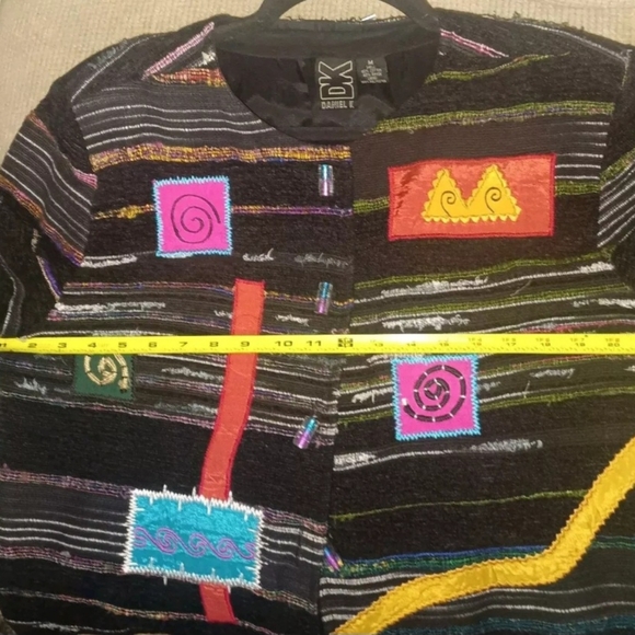 VTG Daniel K New York Women's M Blazer Jacket Aztec Neon Glass Button  Embroid - Picture 13 of 13